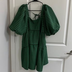 NastyGal puffy sleeve gingham dress